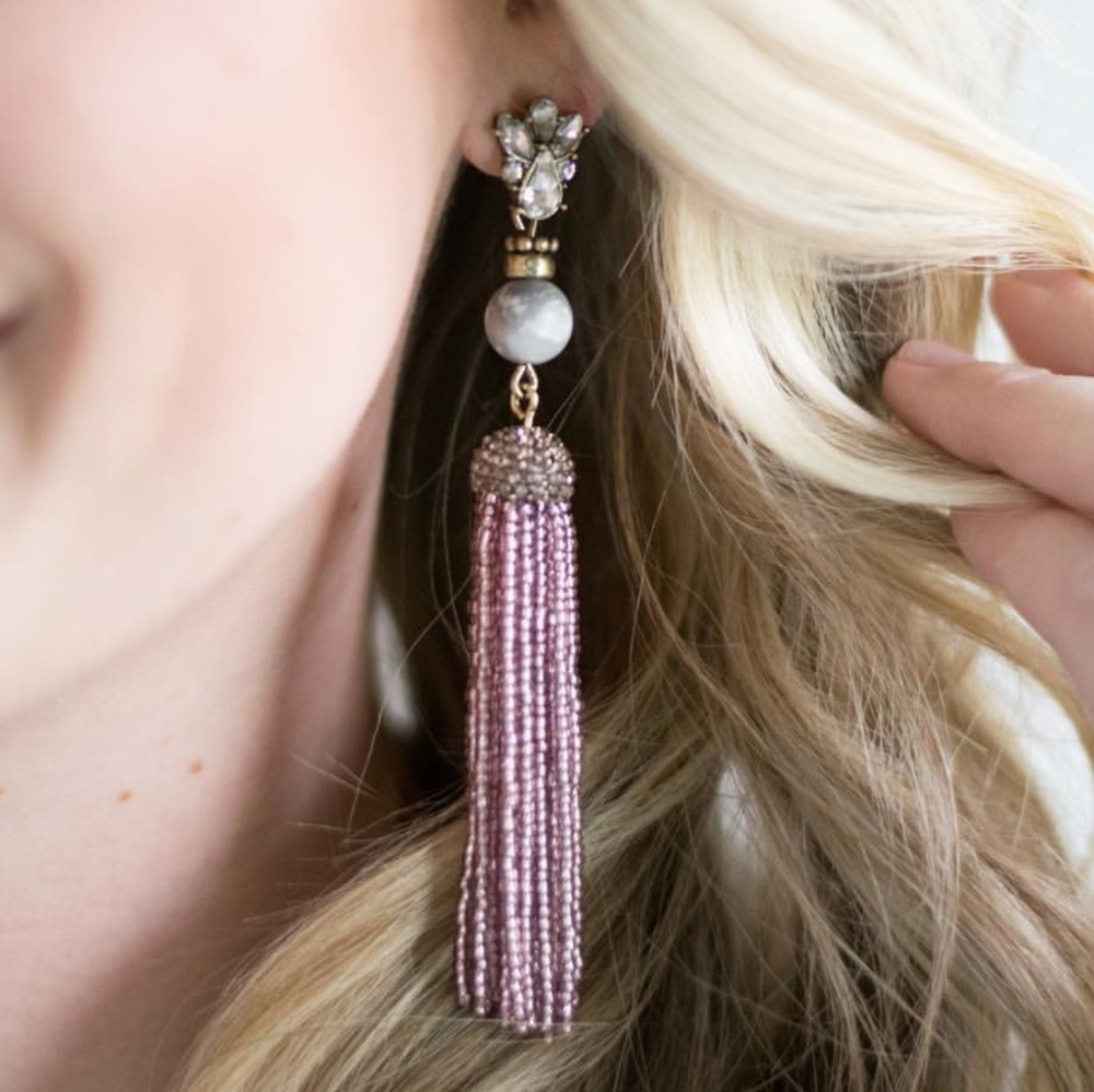 BaubleBar Rose tassel statement earrings